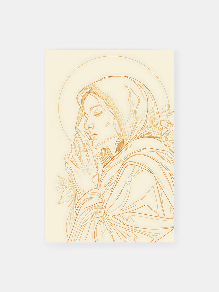 Holy Mary Line Art Minimalistic Poster