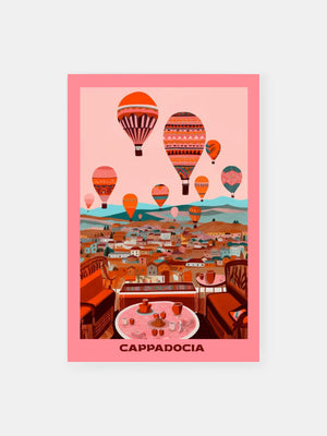 Hot Air Balloons Over City Poster