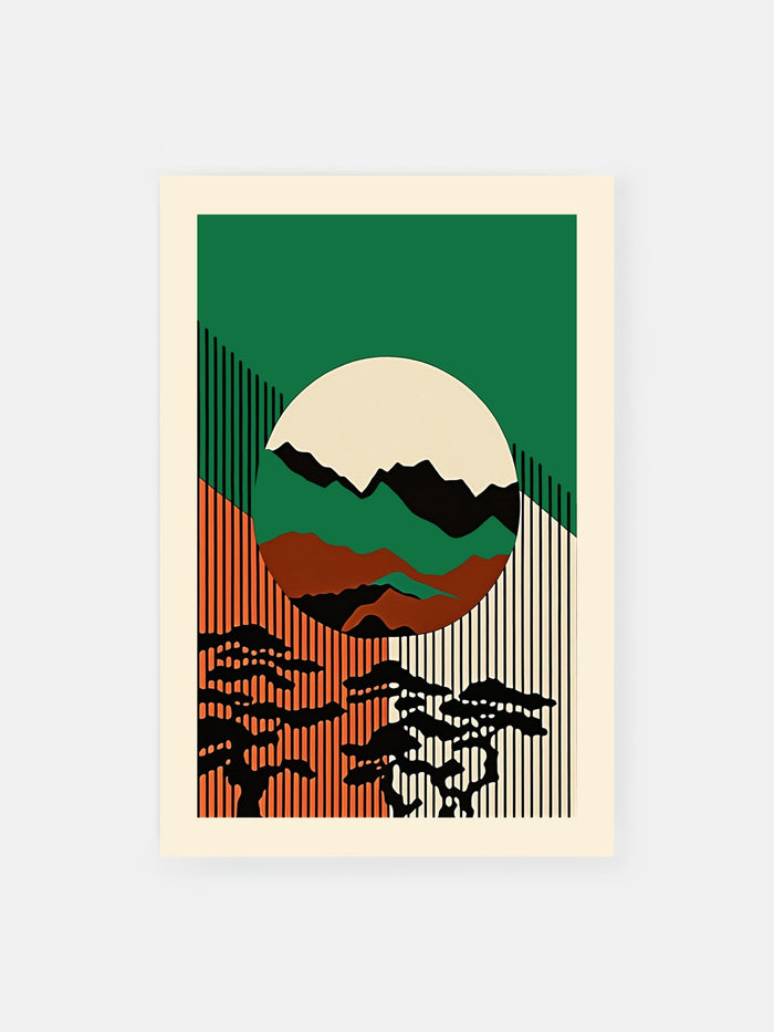 Monochromatic Geometric Sunset Poster