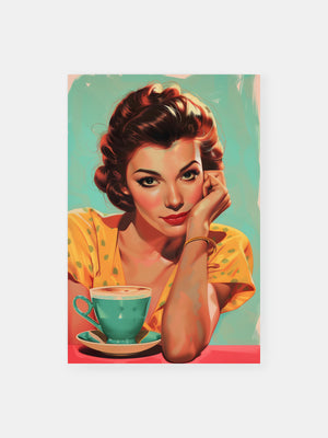 Retro Coffee Pin Up Girl Poster