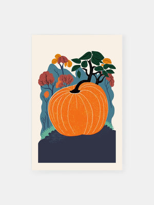 Autumn Pumpkin Illustration Poster
