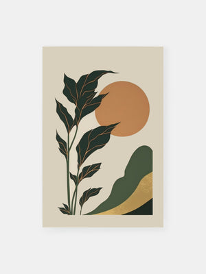 Erdiges botanisches Sonnenaufgangs Poster