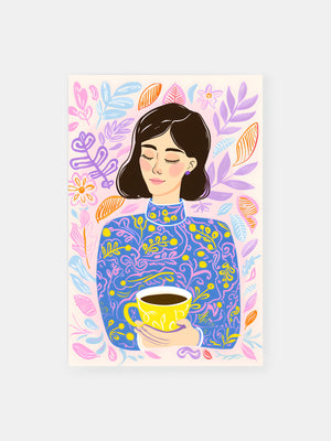 Coffee Drinking Cozy Portrait Poster