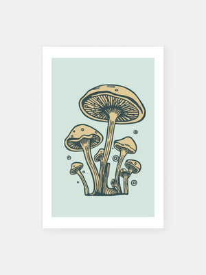 Vintage Blue Mushroom Poster