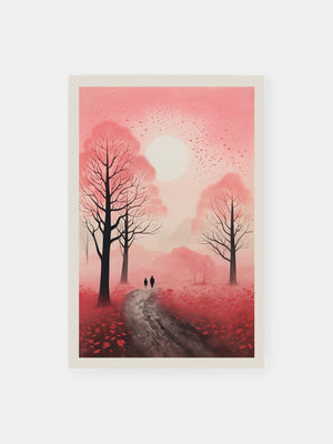 Crimson Fall Walk Poster