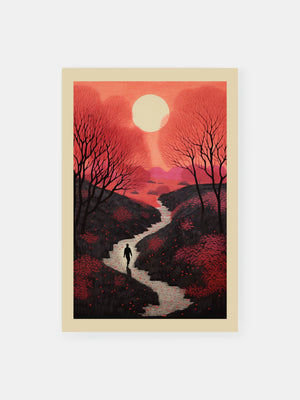 Roter Wald Melancholie Spaziergang Poster