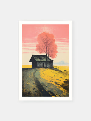 Farmhouse Sunset Poster