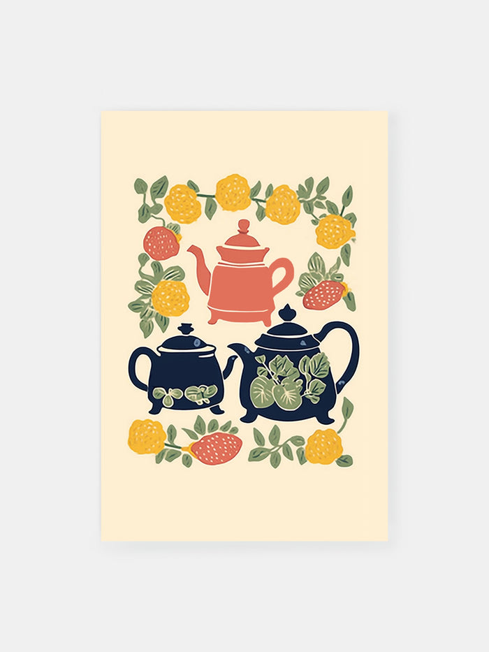 Landleben Vintage Teekanne Poster
