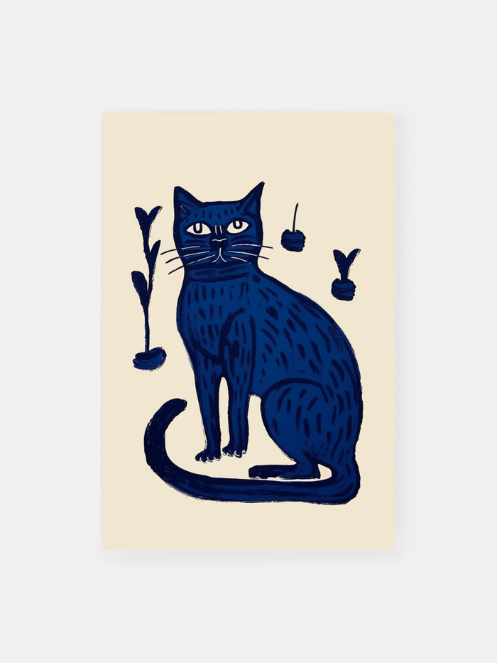 Indigo Cat Poster
