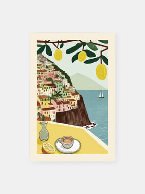 Italian Coastline with Lemons Poster