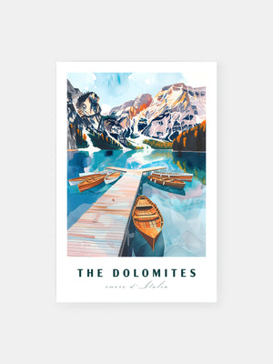 Italien Dolomiten See Travel Poster