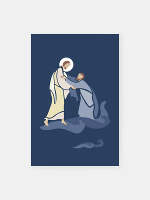 Jesus Walking on Water Christianity Poster
