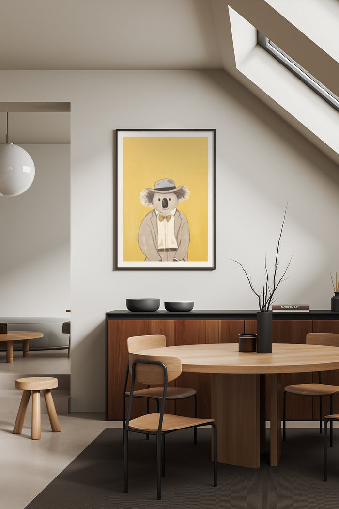 Stylish Koala in Suit Poster Decorating Modern Dining Room