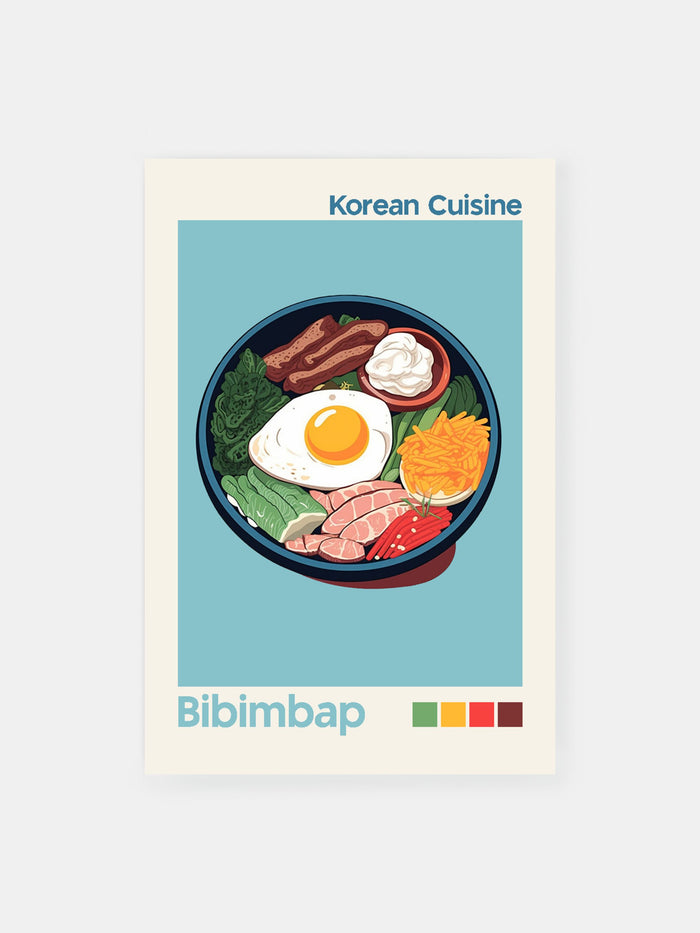Korean Bibimbap Blue Poster