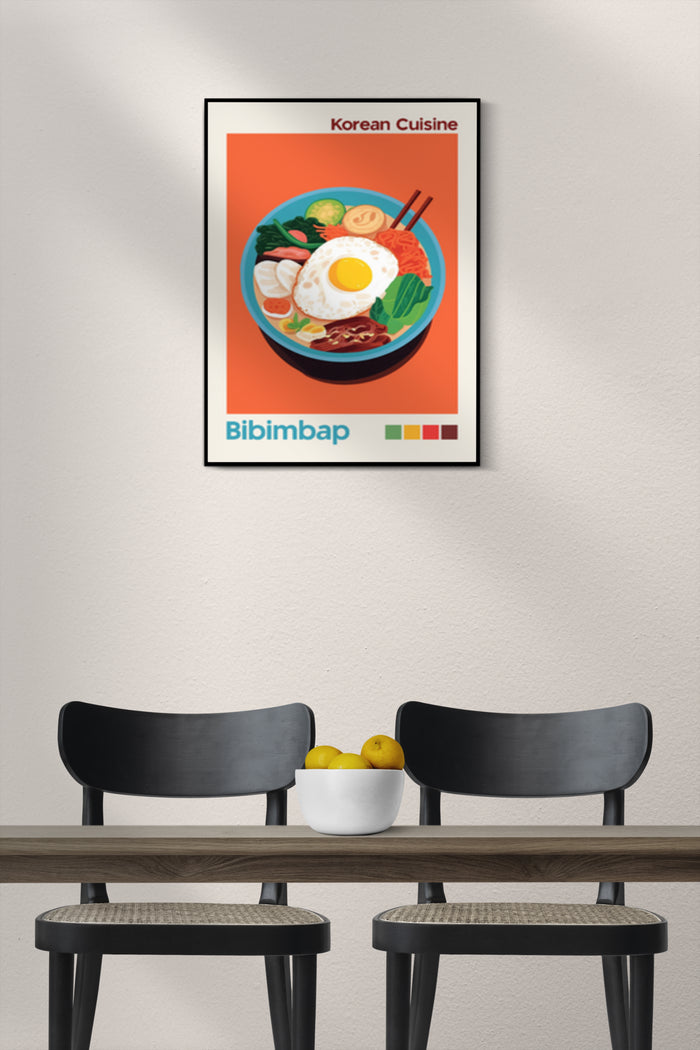 Korean Cuisine Bibimbap Poster Advertisement in Dining Area