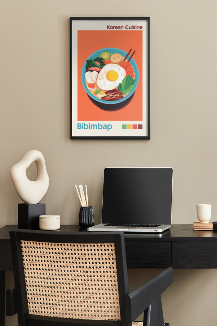 Korean Cuisine Bibimbap Artistic Poster in Modern Office