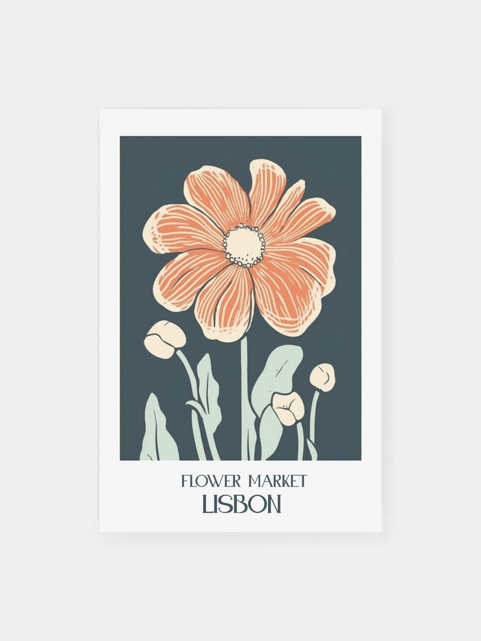 Lisbon Market Blooms Poster