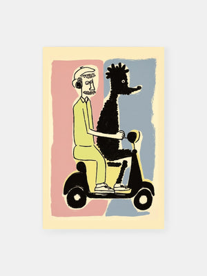 Man And Dog Scooter Adventure Poster