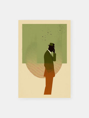 Mid-century Pensive Man Poster