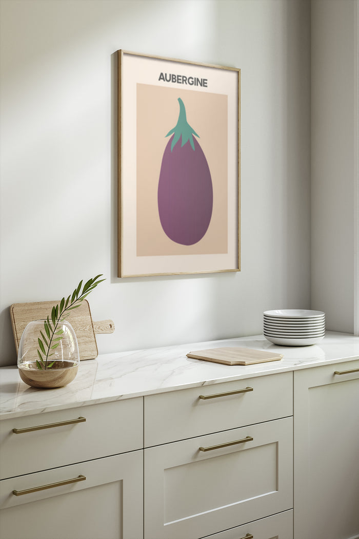 Minimalist Aubergine Poster Artwork for Kitchen Home Decor