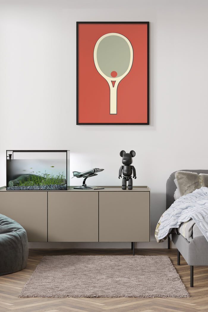 Minimalist Ping Pong Paddle Art Poster in Modern Living Room Decor