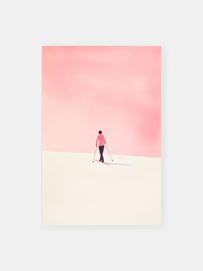 Minimalistisches rosa Skifahrer Poster