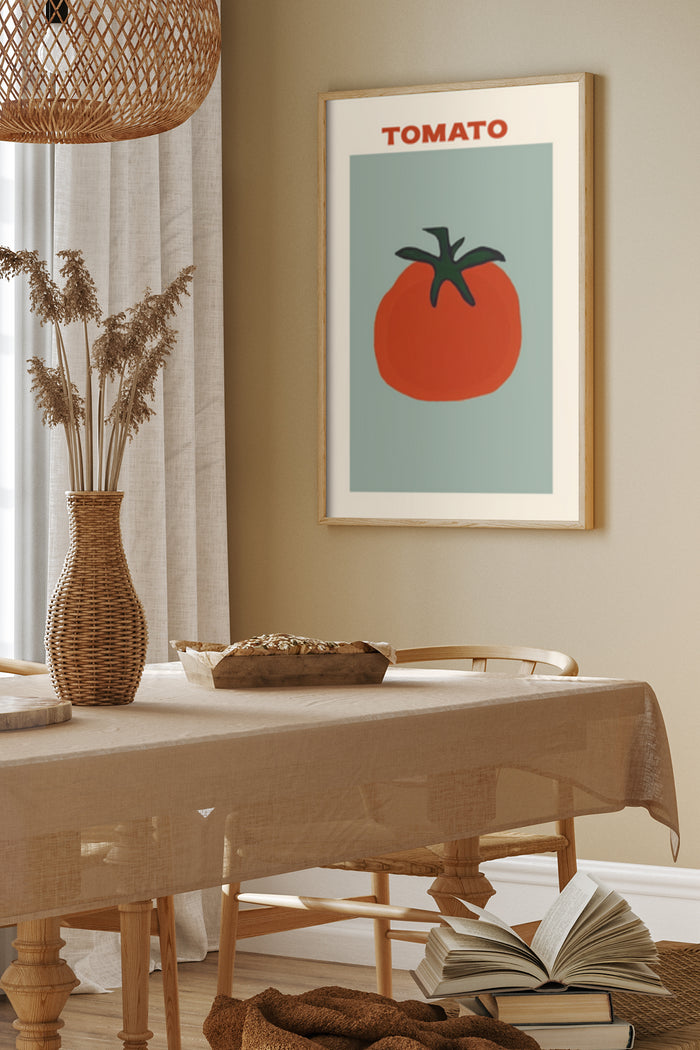 Minimalist Tomato Poster Art in Dining Room Setting