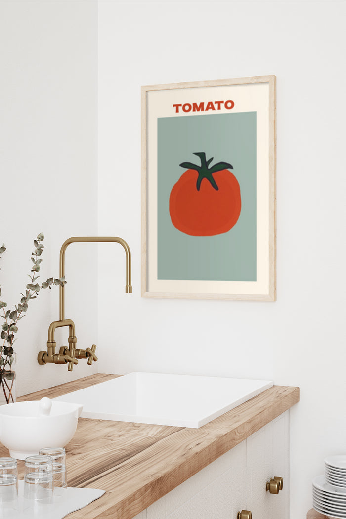 Minimalist Tomato Poster in Modern Kitchen setting for wall decor