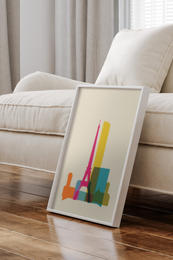 Abstract colorful architecture poster with silhouette representation of landmarks