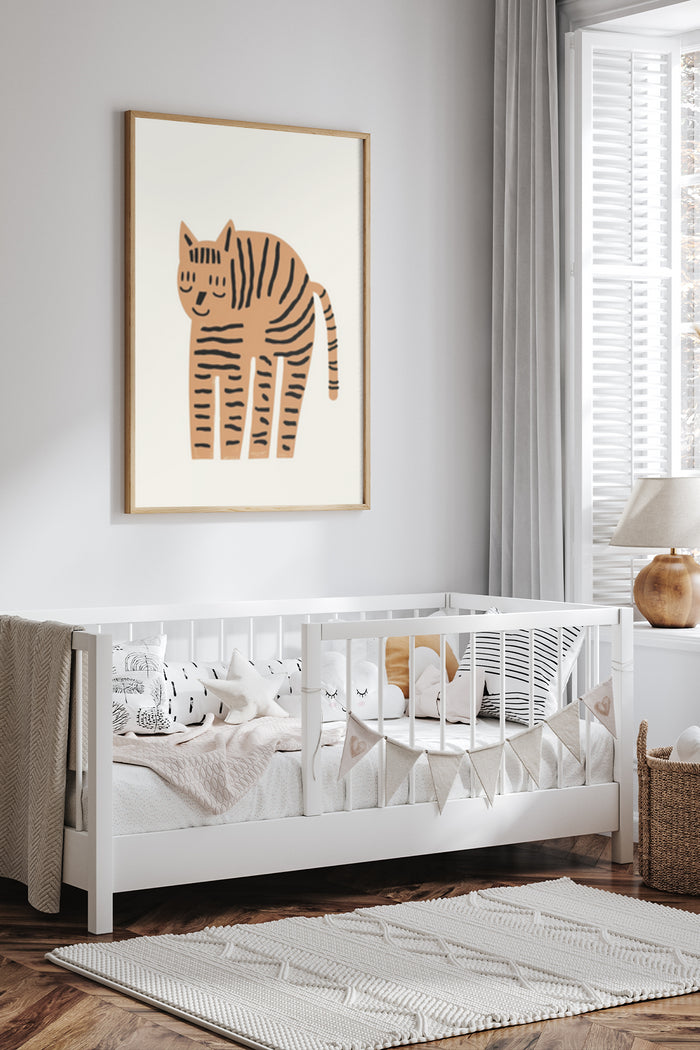 Abstract Cat Illustration Poster in Modern Children's Bedroom Decor