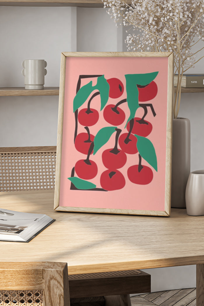 Abstract cherry illustration poster in contemporary style
