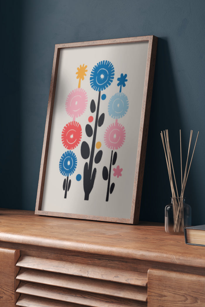 Colorful abstract floral artwork in contemporary poster design