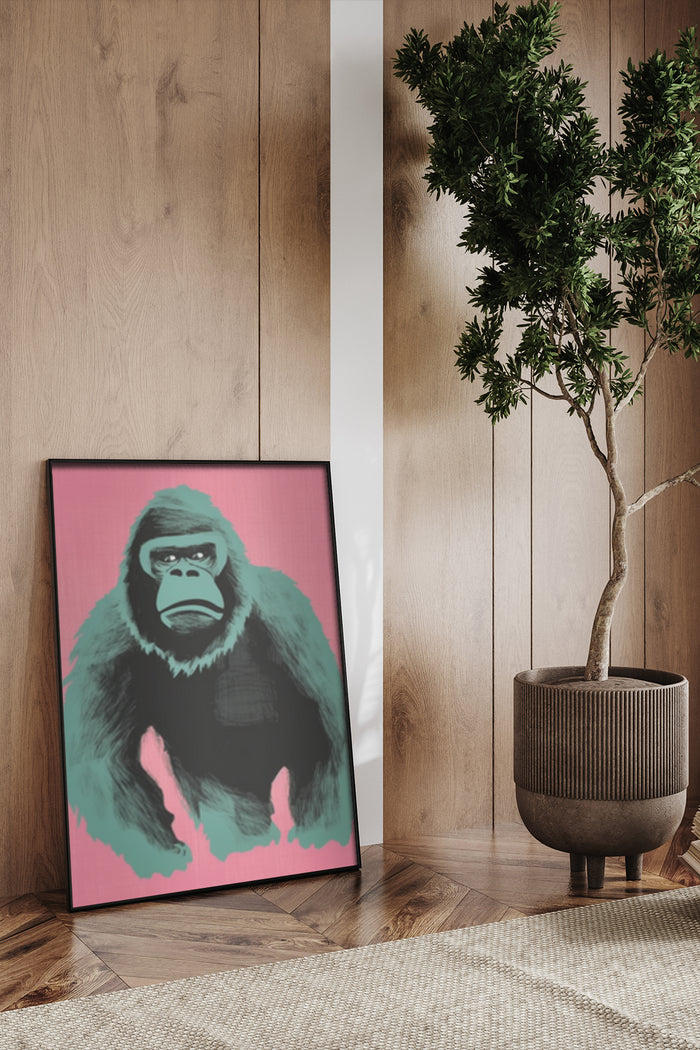 Modern Abstract Gorilla Artwork in Stylish Interior Poster