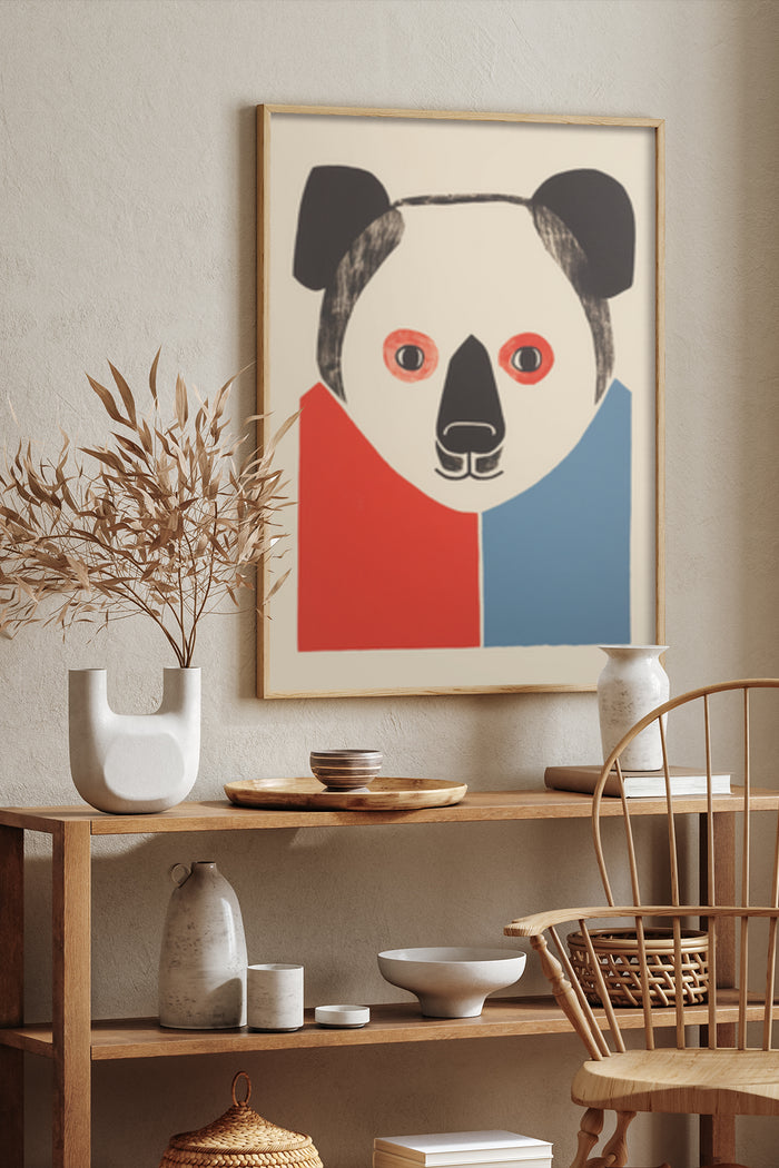 Contemporary Abstract Panda Poster in Stylish Interior Setting
