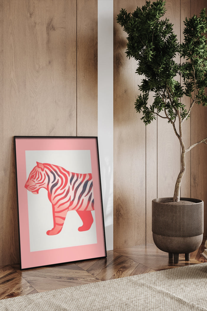 Abstract Zebra Illustration Art Poster in Modern Home Interior