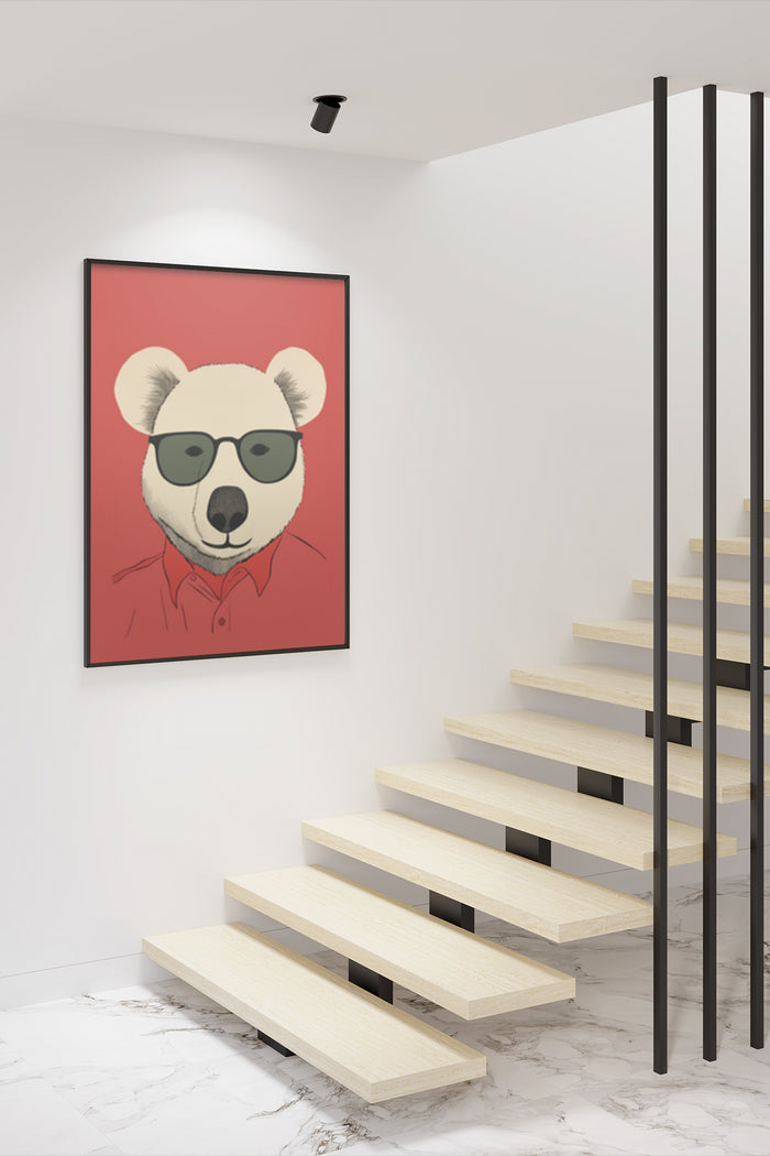 Modern Animal Artwork – Cool Panda with Sunglasses Poster in Stylish Interior