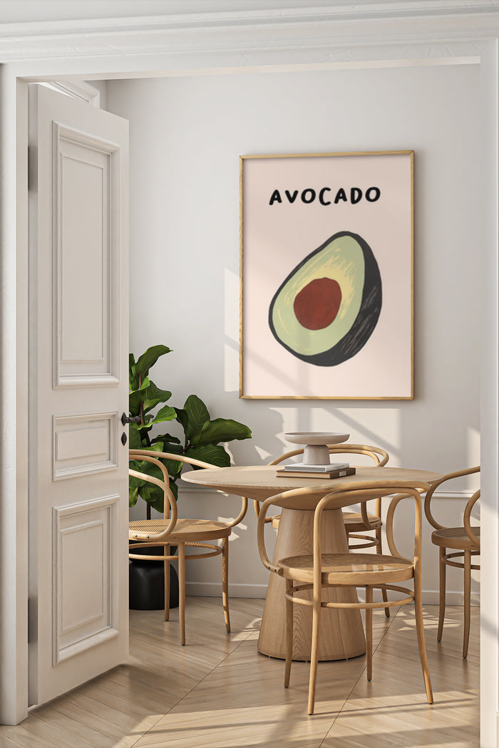 Modern dining room with Avocado Art Poster on the wall