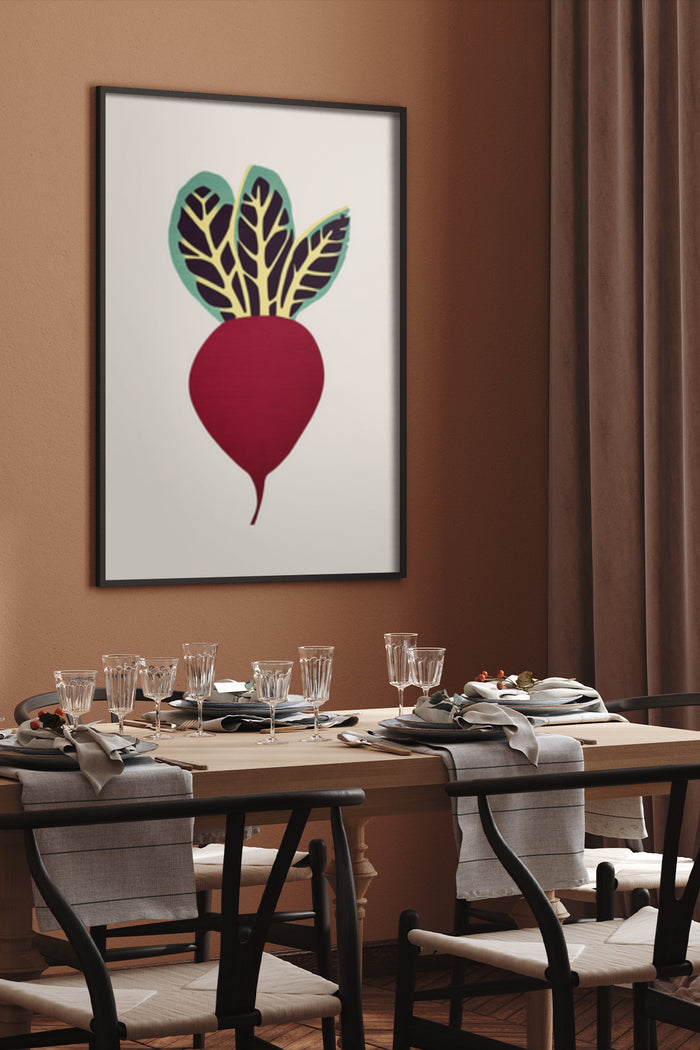 Stylized Beetroot Poster in Elegant Dining Room Setting