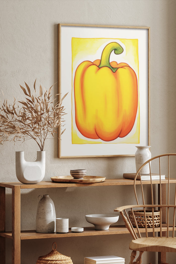 Vibrant Bell Pepper Canvas Art Poster Displayed in Modern Home Decor