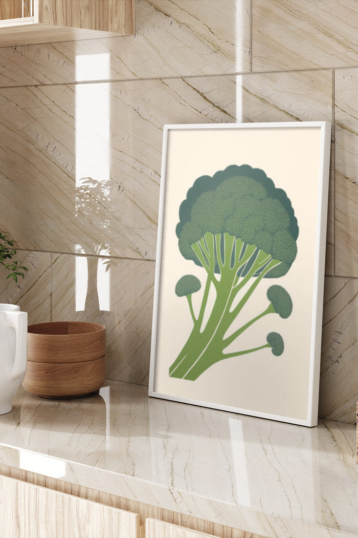 Contemporary Broccoli Illustration Art Poster for Kitchen Interior Decor