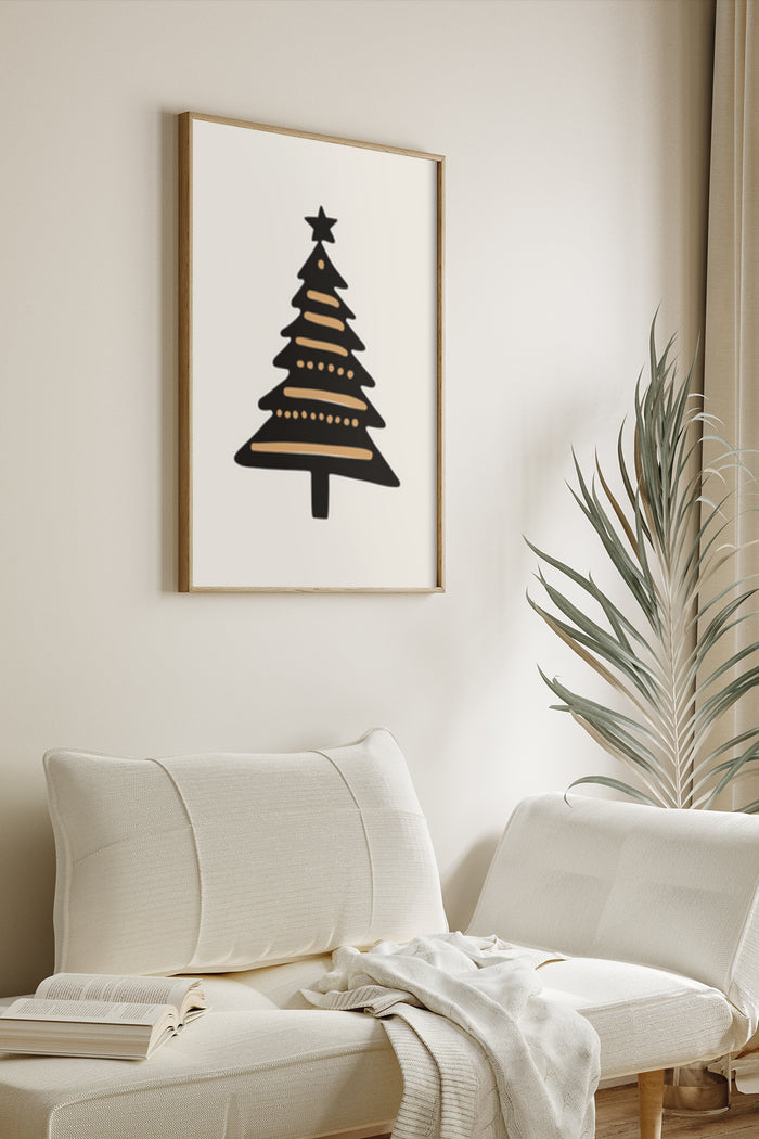 Modern Christmas Tree Poster in Elegant Living Room Decor