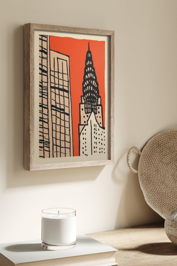 Contemporary Chrysler Building Poster Art in Stylish Interior Setting
