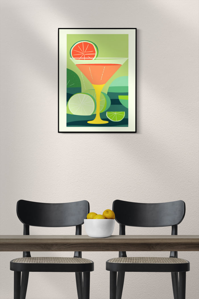 Modern citrus cocktail poster art in stylish interior setting, perfect for home or restaurant decor
