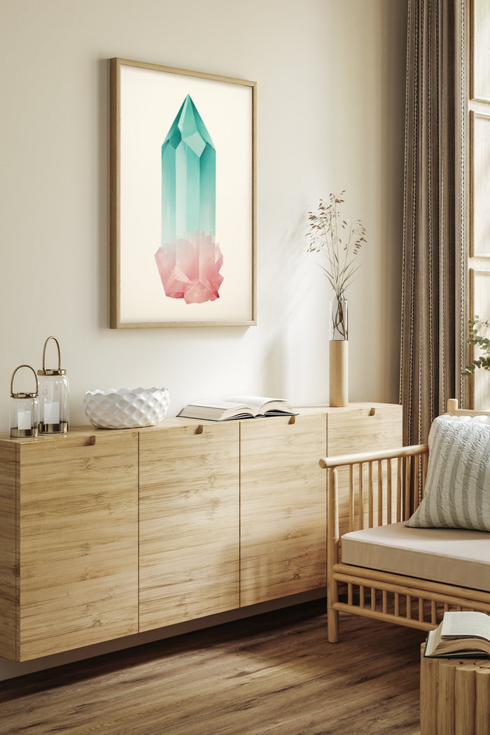 Contemporary Crystal Art Poster in Modern Living Room Interior