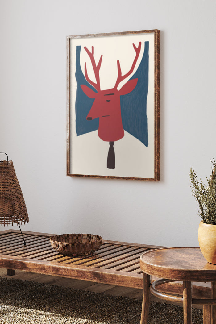 Contemporary Art Poster featuring Stylized Deer with Antlers