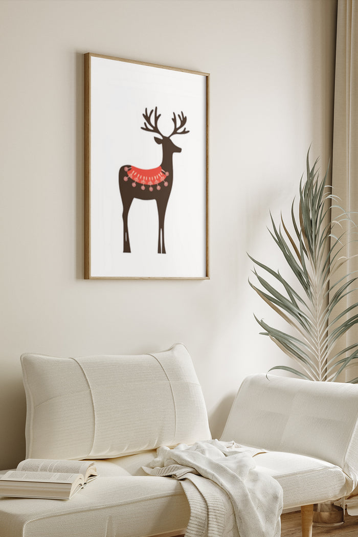 Modern Deer Silhouette Poster Art for Living Room Wall Decor
