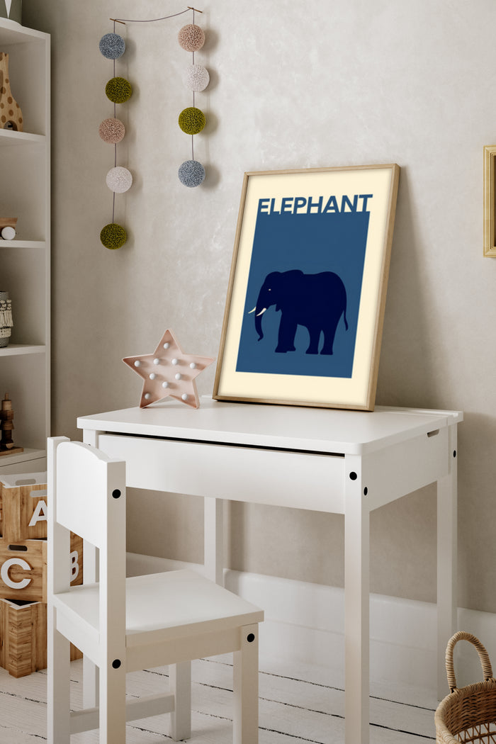 Modern Elephant Art Poster in Child's Room Decor