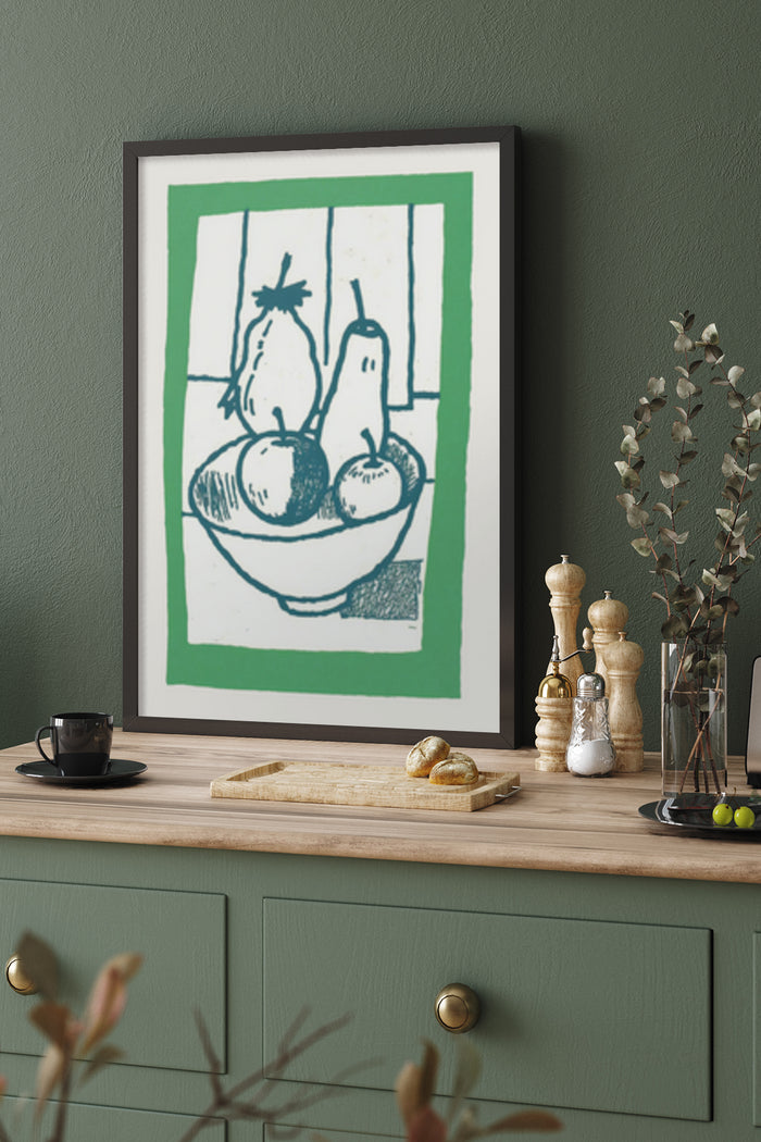 Contemporary fruit bowl print in a stylish kitchen setting, ideal for modern home decor