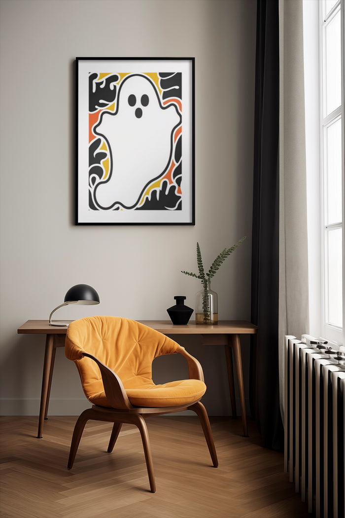 Modern Ghost Art Poster in Stylish Room Decor