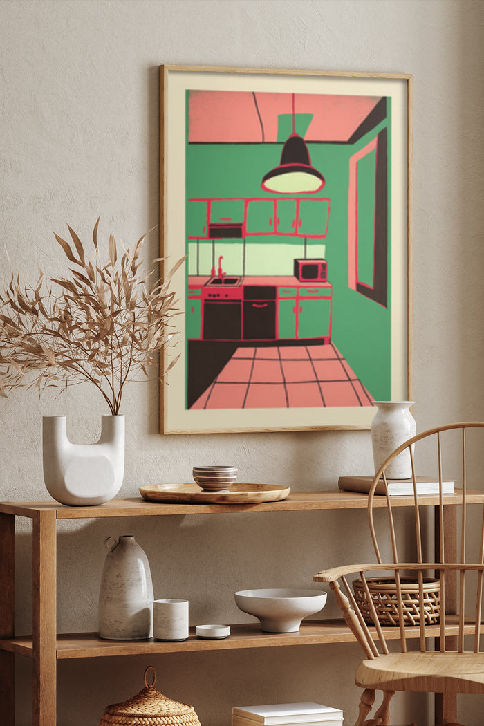 Modern kitchen poster artwork in an interior design setting